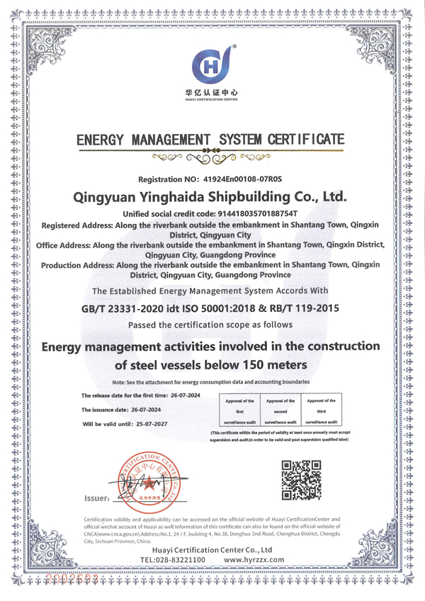 2024 Energy System Certification Certificate