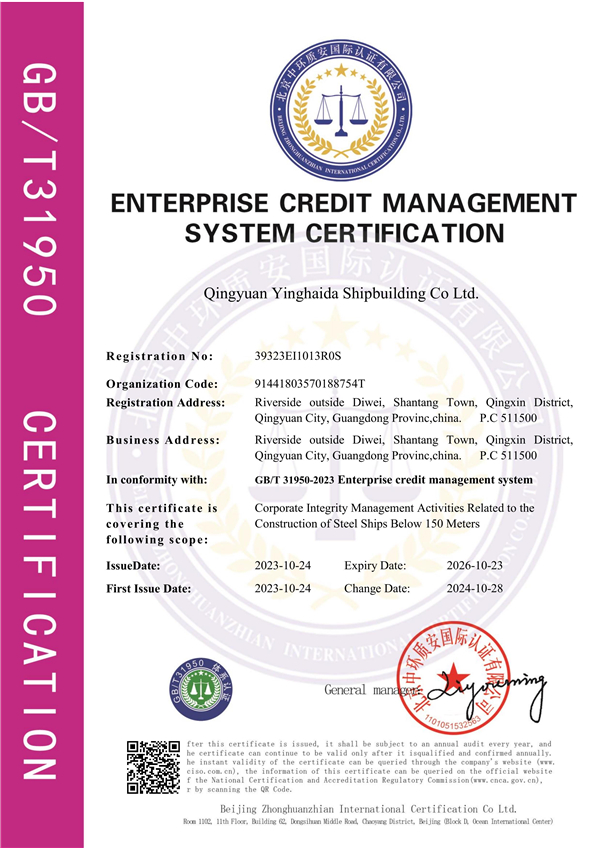 Integrity Management System Certificate